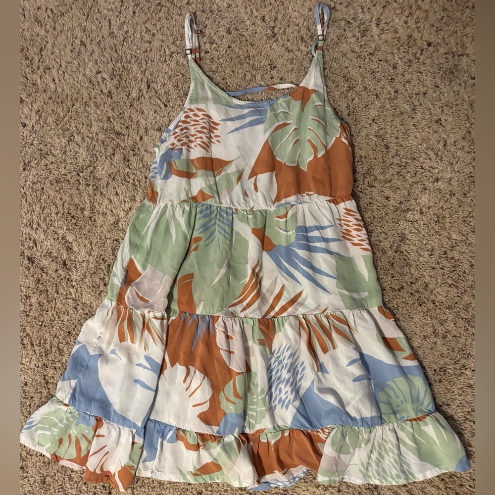 Roxy Women’s Tropical Tiered Sundress in Green, Rust & Blue